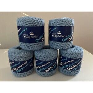 Empress Quick Crochet Thread, Blue, size 3, lot of 5 (100 yds each)